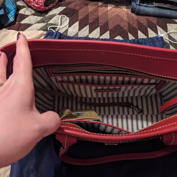 Dooney and Bourke Red Beacon zip top tote. - Picture 4 of 4